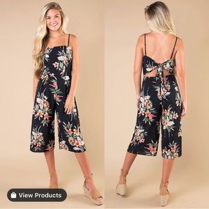 Floral Cropped Jumpsuit In WHITE